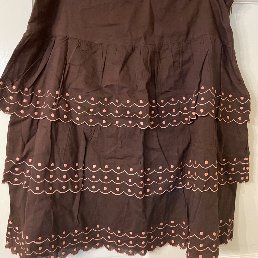 Brown and pink 3 tier ruffle skirt- Anthropologie